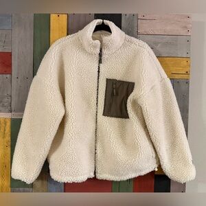 Fabletics Cream Sherpa Fleece Jacket